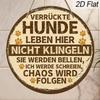 2D Flaches Lustiges Deutsches "Leben Hier" Rundes Holz-Hängeschild, Nicht an der Türklingel klingeln Lustiges Warnschild Dekoschild Geeignet für die Dekoration von Höfen