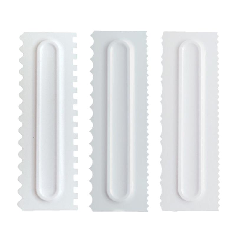 3PCS Cream Scraper Irregular Teeth Edge Spatulas Cake Baking Scraper Fondant Cake Slicer Cake Decorating Pastry Cutters Tools