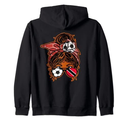 Messy Vans Brown Skin Soccer Girl Trinidad and Tobago Jersey Zip Hoodie