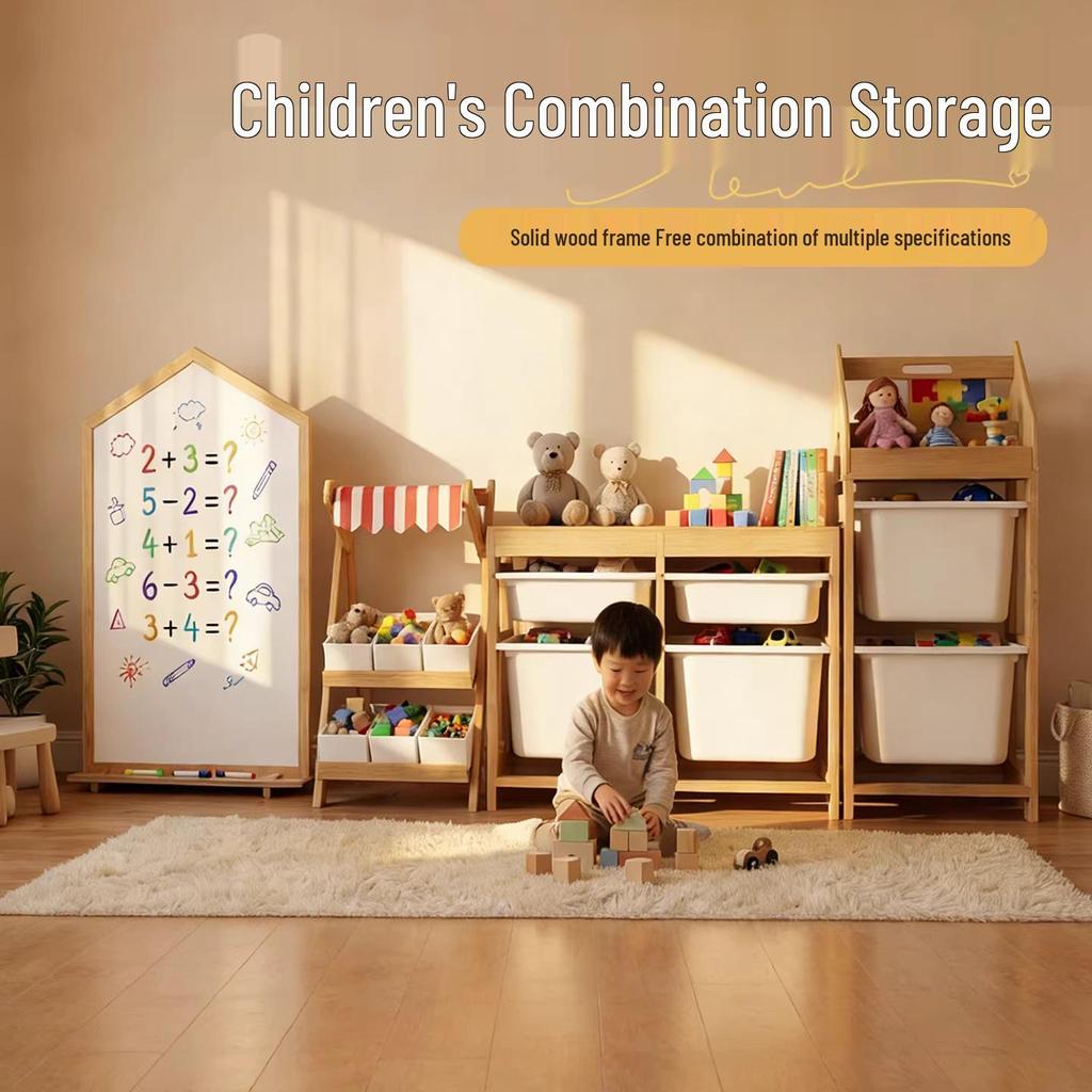 Children's Solid Wood Beech Storage Rack and Picture Book Shelf for Kindergarten