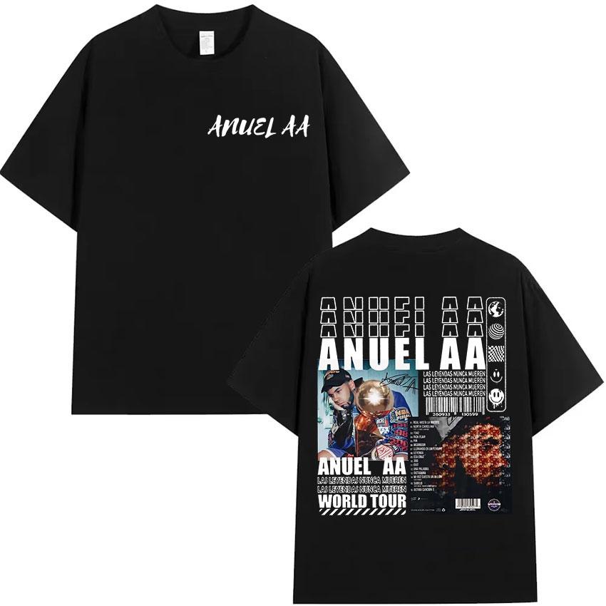 2025 Summer Rapper Anuel AA Real Hasta La Muerte Tour New Album Mens Hip Hop Gothic Breathable 100 Cotton Printed Tshirt