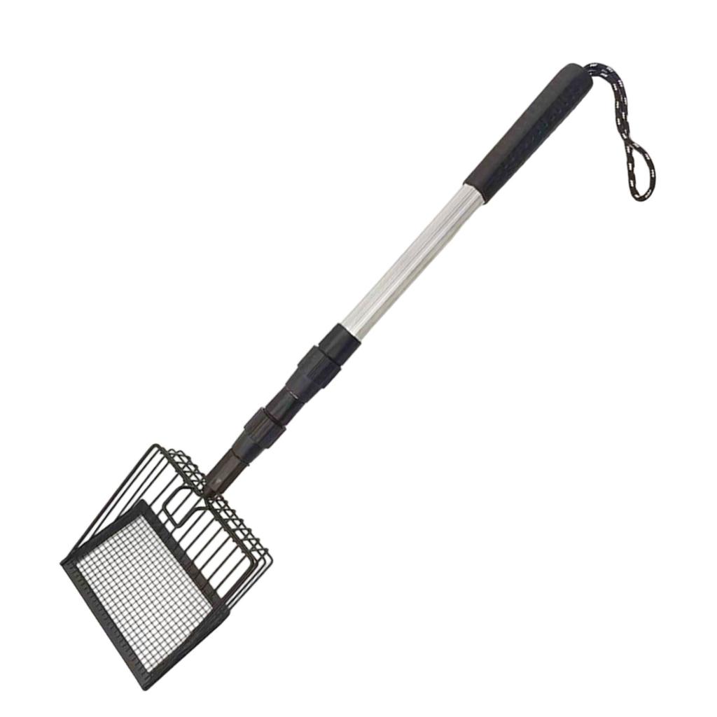 Metal Litter Scoop For Cats With Retractable Handle Efficient Sifting Design Multiuse Chicken Coop Rake Cleaning Tool