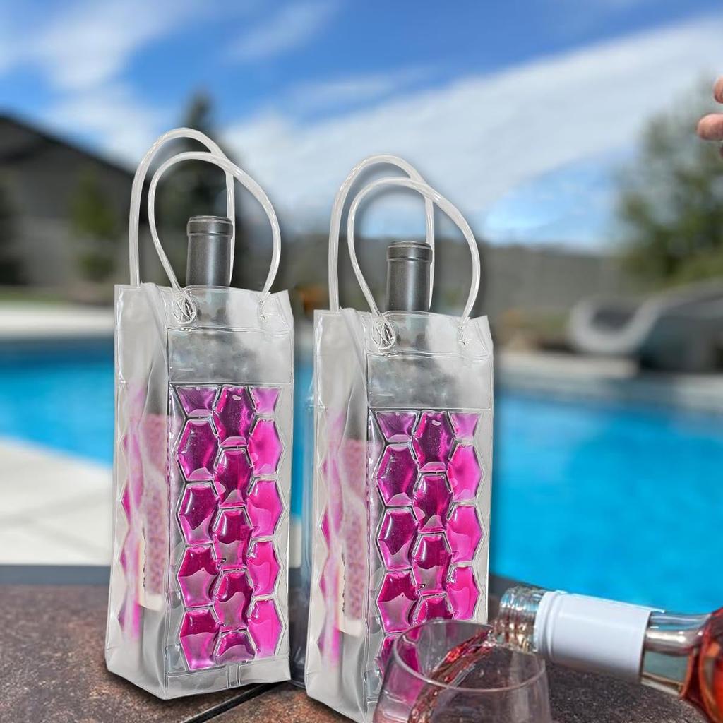 1pc Outdoor Cold Insulated Bottle Bag PVC Red Wine Handbag, Ice Bag, Gift Bag Beer, Ice Wine Bag