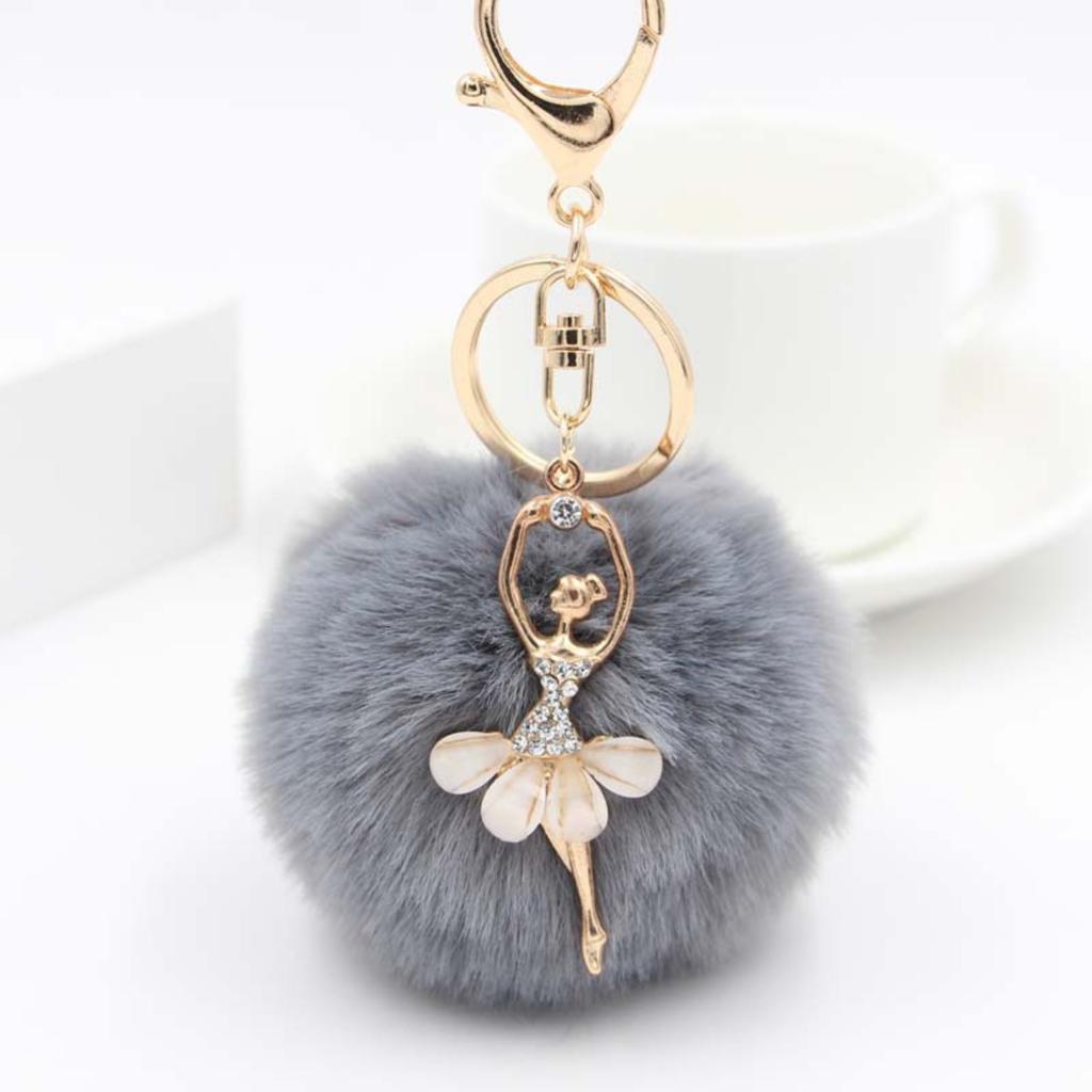 Angel Pom-Pom Keyring Bag Charm Faux DIY Pom-Pom Keyring Accessory