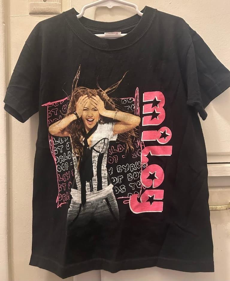 Y2K MILEY CYRUS Best Of Both World Tour TSHIRT Black cotton Reprint PA9257 L