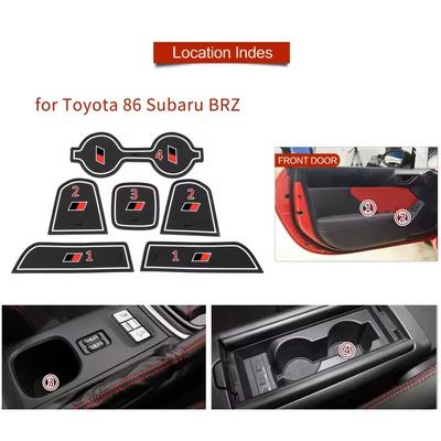 For Toyota GR86 Subaru BRZ 2025 - 2025 Anti-Slip Gate Slot Cup Mat Non-Slip Door Groove Pad Auto Interior Accessories