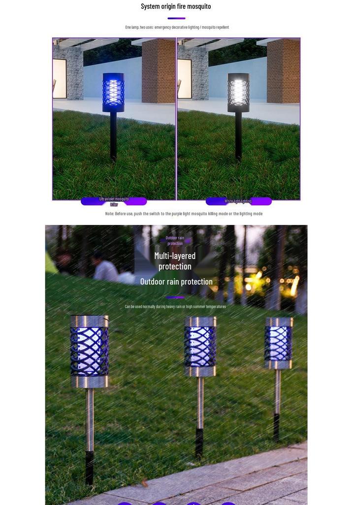 Waterproof Solar Mosquito Killer Lamp for Outdoor Use - Garden, Lawn, Courtyard, Park Insect & Fly Repellent