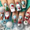 Christmas Artificial Nails Santa Claus False Nails Lovely Elk Full Cover Stick On Nails Snowman Press On Nails for Party