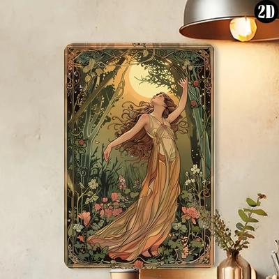 Vintage Metallblechschild - Gartenmädchen Dekor für Innen/Außen, Wandkunst in Schlafzimmern