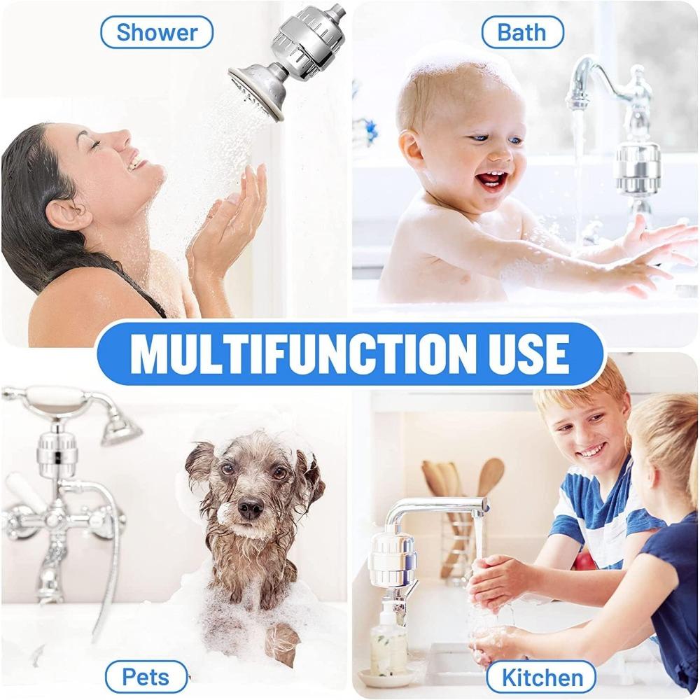 Shower Filter 20 Stage Showerhead Filter for Hard Water Shower Water Filter with 2 Replaceable Filter Cartridges for Removing Chlorine Fluoride