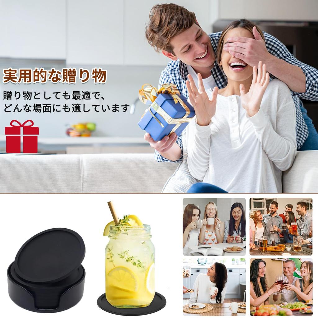 Stylish Silicone Coasters, Heat-resistant and Waterproof, Perfect for Glasses, Tumblers, Mugs, and Teacups. Perfect As a Birthday Gift. Round, Easy
