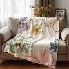 Minimal Line Pastel Flower Cartoon Anime Print Flannel Blanket Soft Warm Throw for Kids Bedroom Sofa Christmas Office Car