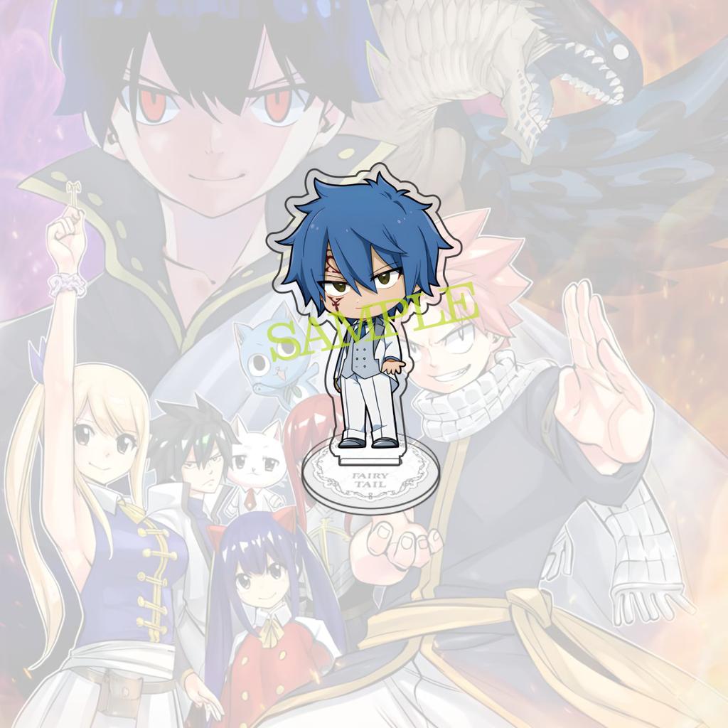 Anime FAIRY TAIL 10 Cm Acrylic Natsu Happy KEAI Elza Lucy Jellal Mirajane Standing Model Gray Desktop Decoration Fan Gift