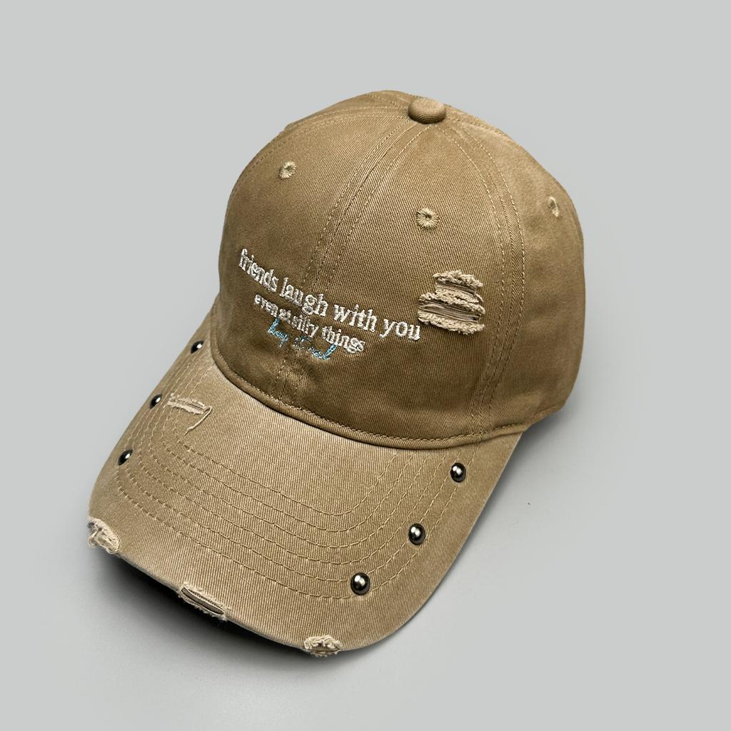 Spring And Autumn Street Rivet Embroidery Letter Baseball Cap Men'S And Women'S Sunshade Heavy Industry Wind Personality Cap