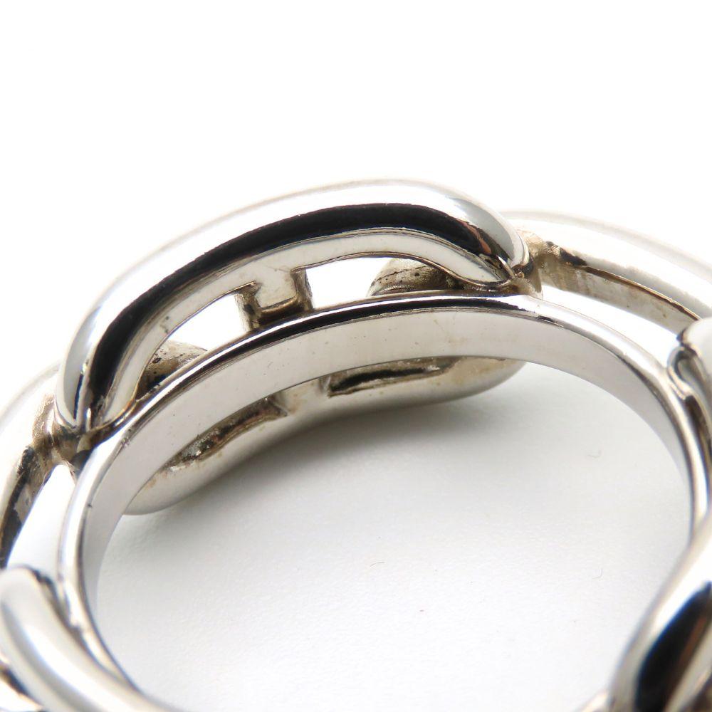 Used HERMES Scarf Ring Legato ChÃ©ne Dunkel Metal 12.1g Silver Accessories