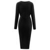 Winter Casual V-Ausschnitt Einfarbige Taille Samtkleid Für Damen