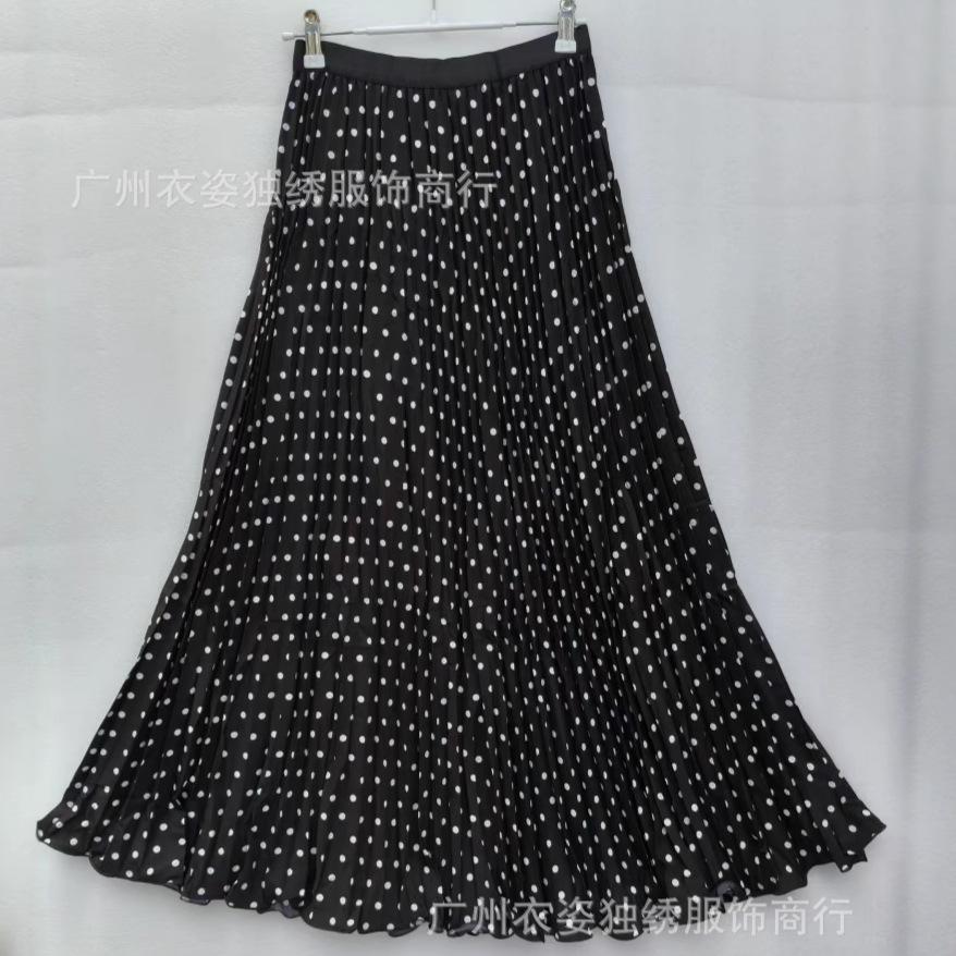 CM Summer South Africa North America Polka Dot Skirt Classic Versatile Skinny Pleated Skirt Long Skirt Women