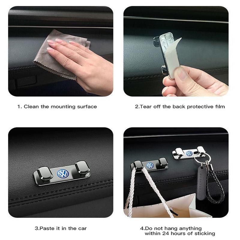 New 2026 Volkswagen Car Mini Storage Hook Metal Adhesive Hooks Storage Rack For VW GTI Polo Golf Passat Tiguan Arteon Jetta T-ROC ID.4 CC