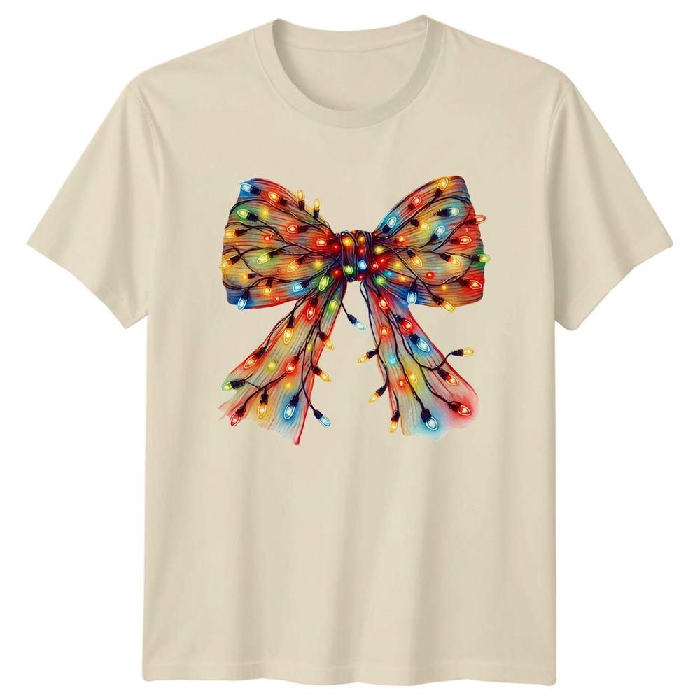 Rainbow Christmas Lights Bow Festive Unisexs TShirt Unisexs Tee Unisex Graphic