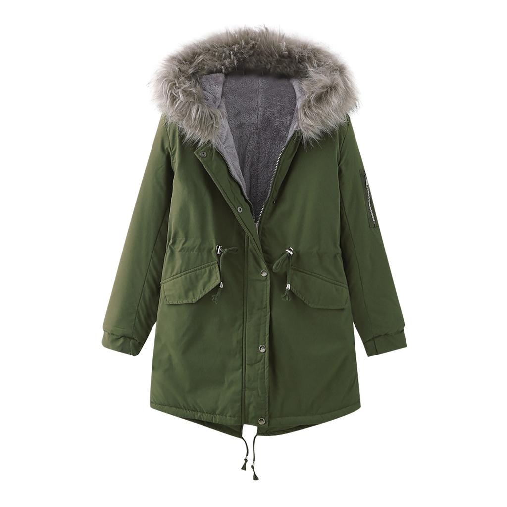 Dame uformelle varm jakke hettejakke Slank vinter pluss fløyel bomullsjakke