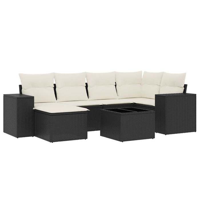 VidaXL Garden Lounge Set with Cushions 7 Pcs, Patio Sofas, Patio Furniture Set, Outdoor Furniture, Black 3222865