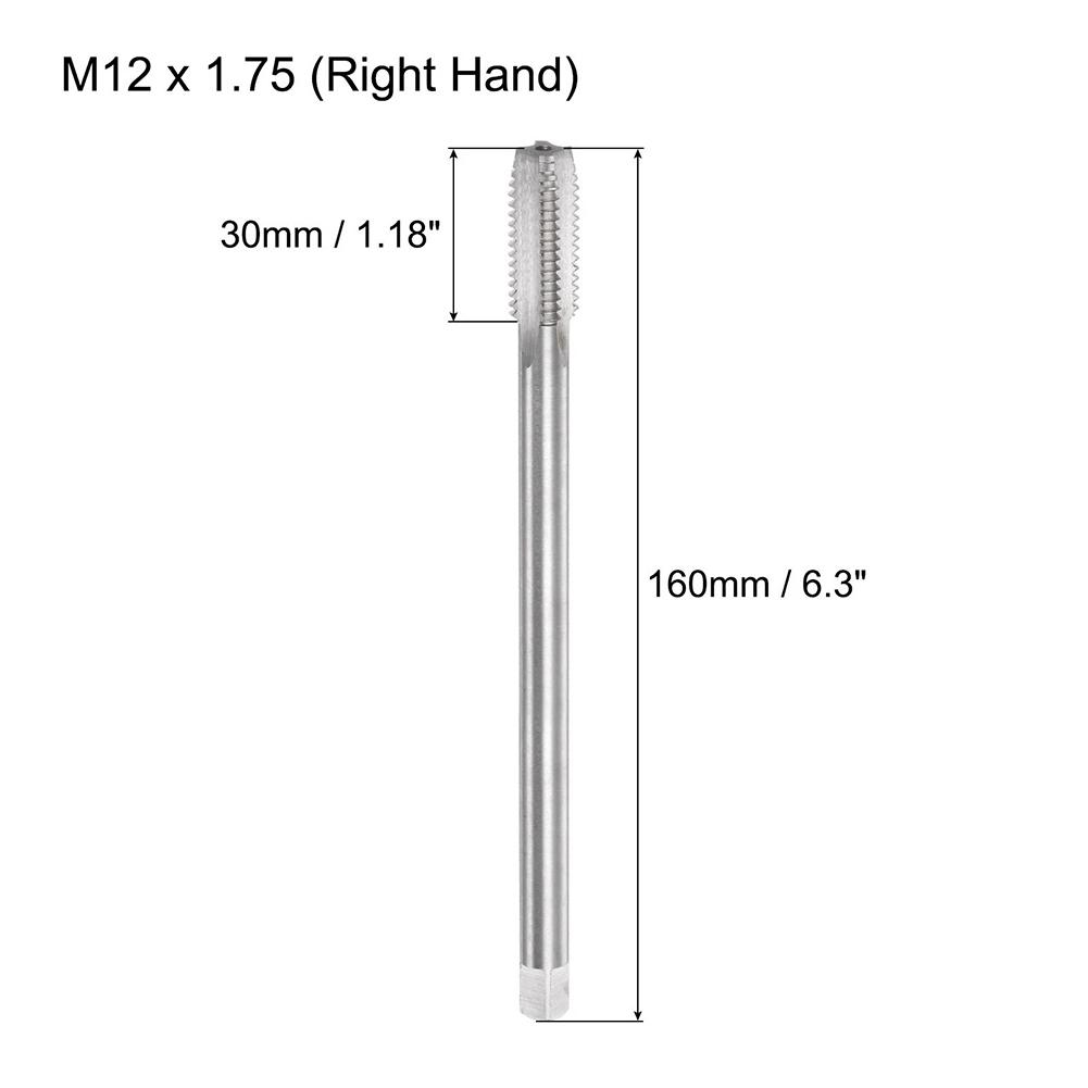Metric Thread Tap For M12 X 1 75 Straight Flute 160mm Length High Speed Steel 6542 for Thread Cutting and Repair