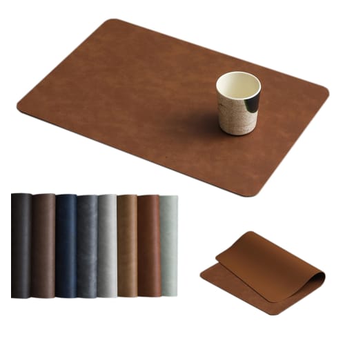 Junichiroya Large 50cm X 34.5cm Placemats, PU Leather, Washable, Durable, Water-Repellent, Stain-Resistant, Insulating, Non-Slip, Easy To Clean, Gorge