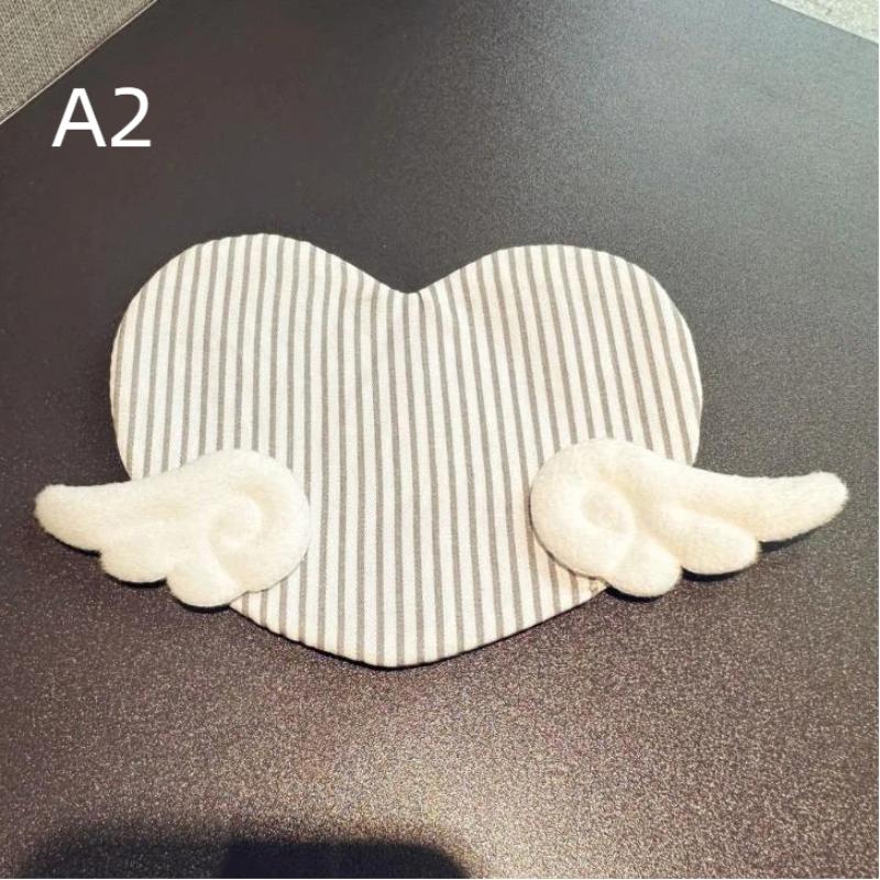 Sweet Angel Wing Heart Coaster Girly Aesthetic Plaid Anti-Scald Table Pad for Coffee Shop Desktop 1Pcs