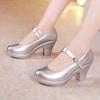 Small Size 32-43 Medium Block Heel Mary Janes Platform Pumps 2025 Fall Shallow Red Wedding Shoes Thick Bottom Dance Model Work