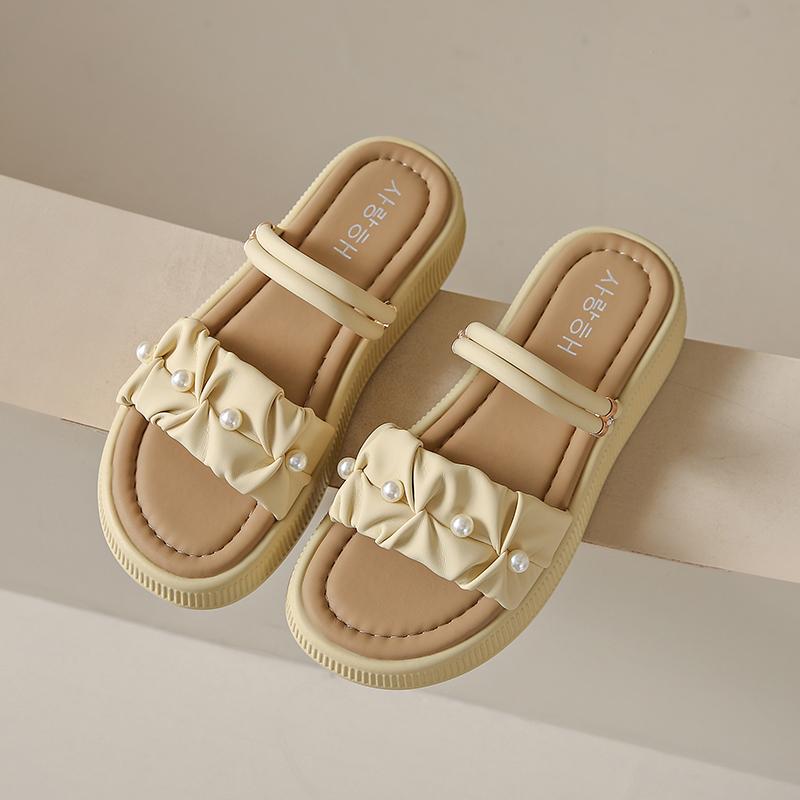 CRLAYDK Sandals for Women Flat Fold Open Toe Shoes Summer Dressy Ladies Strap Slides Outdoor Beach Casual Comfort Slippers