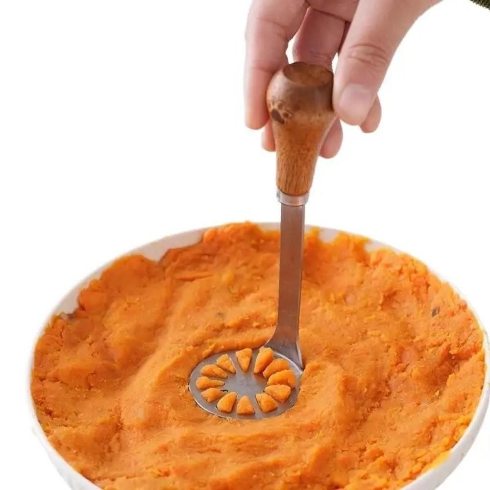 Holzgriff Schlammpresse Stampfer Antihaft Handheld Knoblauchpresse Manuelle Kartoffelpresse Küchenwerkzeug