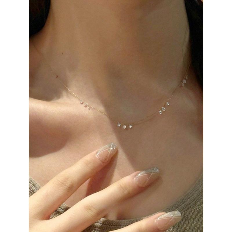 1 kus jednoduchého a elegantního náhrdelníku s přívěskem ve tvaru kapky vody ze zirkonu, lehký řetízek ke klíční kosti, všestranný pro dojíždění, k obdarování