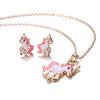 Pink 3pcsset Horse Unicorn Jewelry Sets For Women Earrings Necklaces Best Gifts