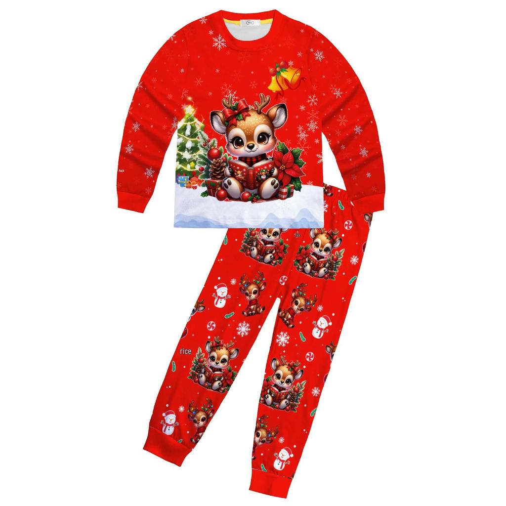 New Arrival Christmas Reindeer Print Pajama Set - Long Sleeve Top & Pants