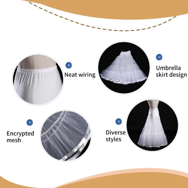 Adjustable Waist Skirt Support Long Underskirt for Cosplay Violent Lovely High Waist Petticoat for Wedding Photography