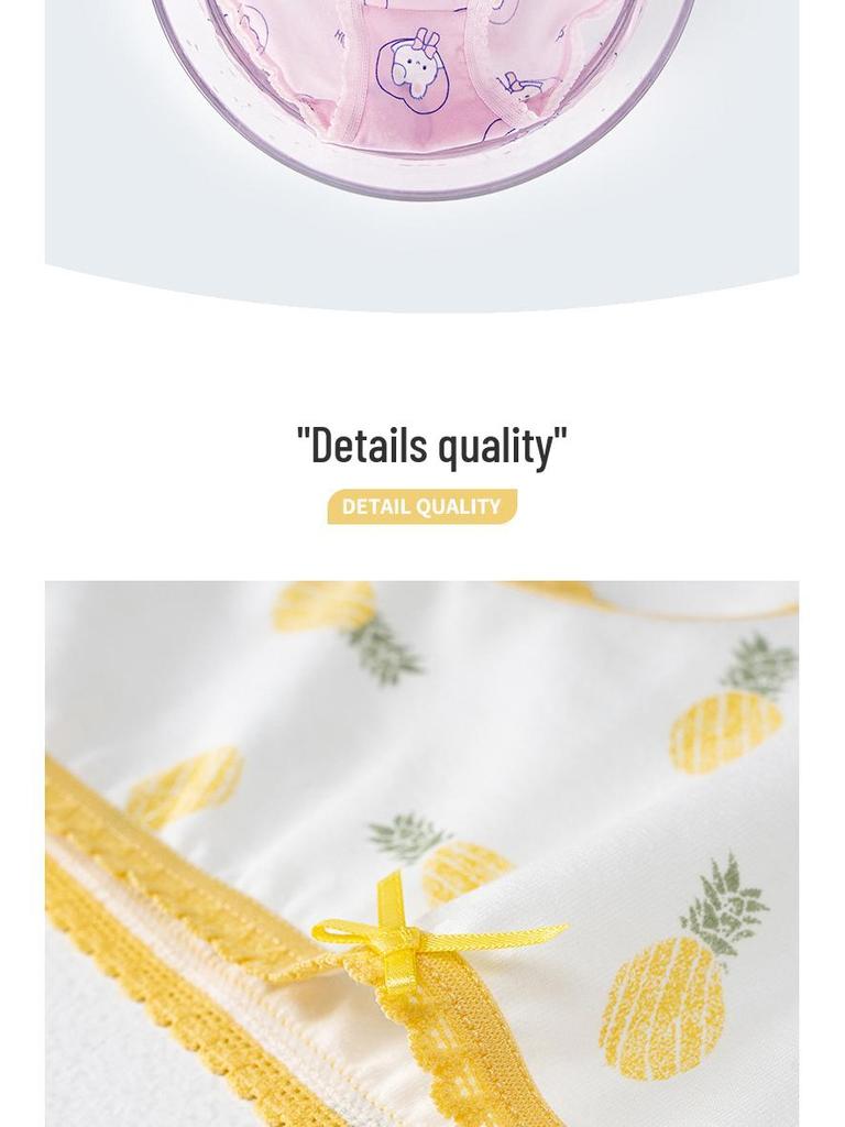 Girls' A-Class Pure Cotton Cartoon Briefs - Korean Style Antibacterial Underwear for Medium and Large Children