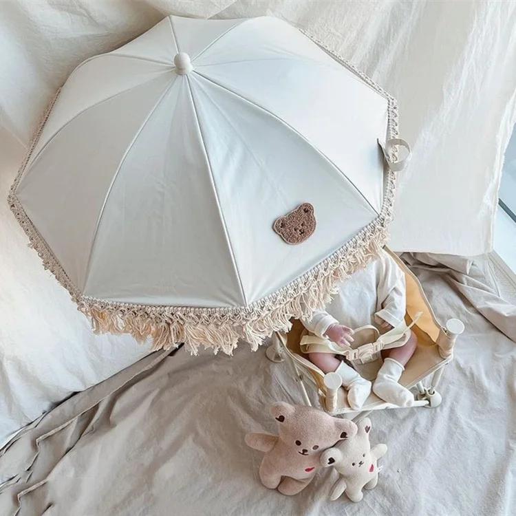 Tassels Children Outdoor Spring Outing Travel Camping Umbrella Baby Stroller Folding Chair Stand Photography Prop Dropship