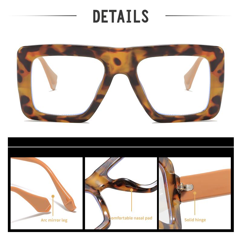Large-framed Flat-topped Anti-blue Light Glasses Can Modify the Face Shape and Are Worn Daily for Street Photography