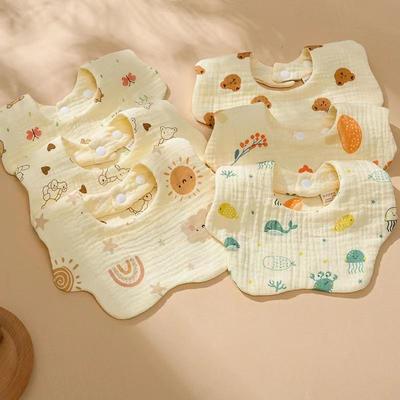 Cute Printed Cotton Gauze Baby Bibs Adjustable Soft Absorbent Newborn Feeding Saliva Towel Infant Teething Drooling Scarf Bibs