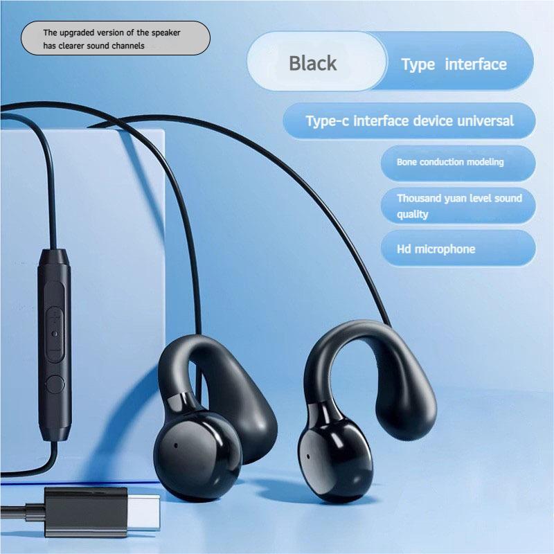 Kablet hodetelefon In-ear Type-c 3,5 mm øretelefon Øreklemme Med mikrofon Mikrofon Hodetelefoner Øredobber Sportshodesett For ledningskontroll og mikrofonanrop