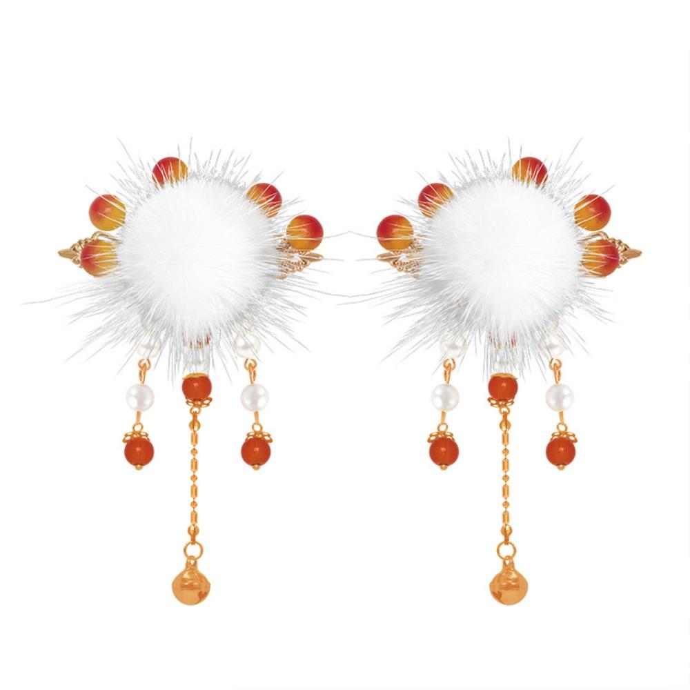 

Плюшевый шарик Детская заколка для волос Красные заколки для волос Ханфу Милые жемчужные заколки-уточки Девочки Style B