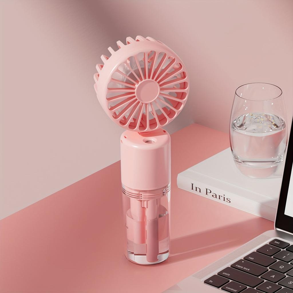 One spray fan, 4-gear adjustment, mini foldable handheld fan with spray, USB rechargeable outdoor travel cooling and comfortable
