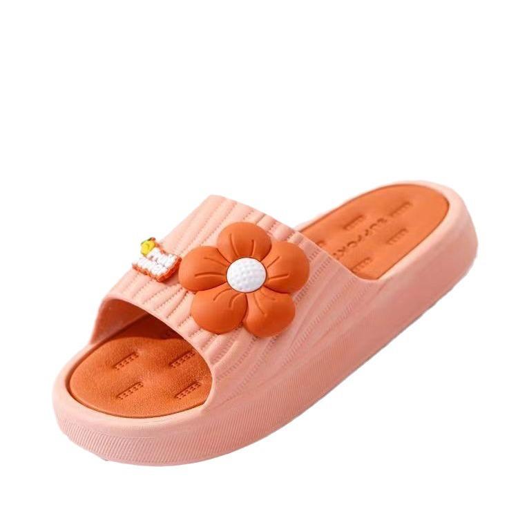 Letní dámské vnitřní a venkovní silné protiskluzové měkké podrážky volnočasové květinové koupelnové pantofle stánek rodič-dítě