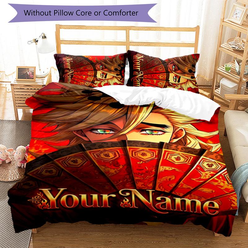 3pcs douma Cover Set - Personalized Name, HD Printed Bedding with 1 Cover and 2 Pillowcases - Perfect for Home Decor, Easy Care
