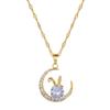 Titanium Steel Moon Rabbit Full Diamond Luxury Banquet Wedding Necklace Female Versatile Clavicle Chain Titanium Steel