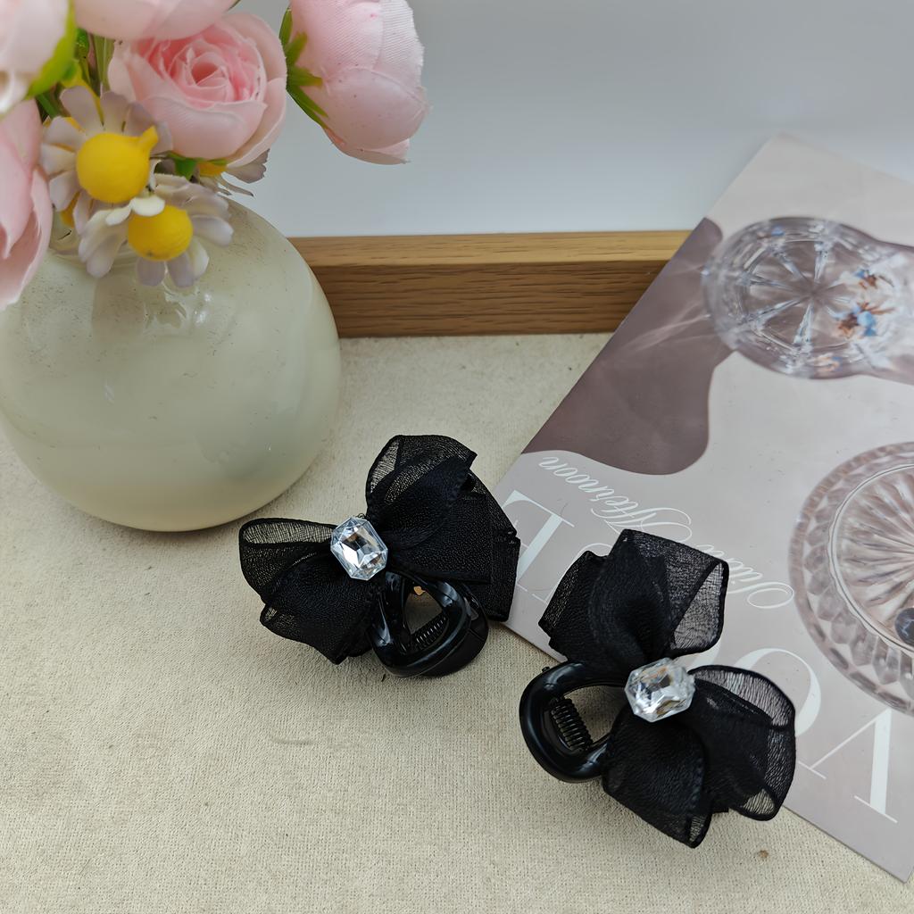 2 Stück/Damen Premium Kopfschmuck Kleiner Greifclip Seitenhaarnadel Stirnclip Pony-Clip Damen Schleife Haaraccessoires Pferdeschwanzclip