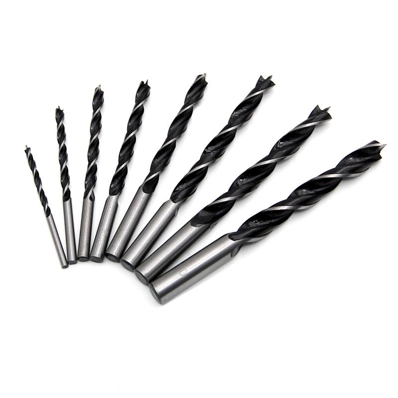 8pc 3-10mm Three Pointed Woodworking Drill DC Branch Drill Drilling Electric Drill Bit Drilling Twist Drill Tool Plastic Box Set
