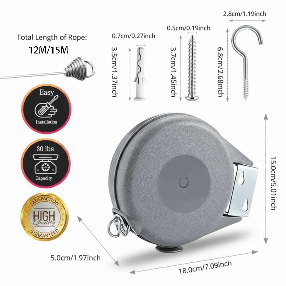 Telescopic Retractable Clothesline Adjustable Drying Rack Wall Mounted Clothesline  Can Hanging 12m
