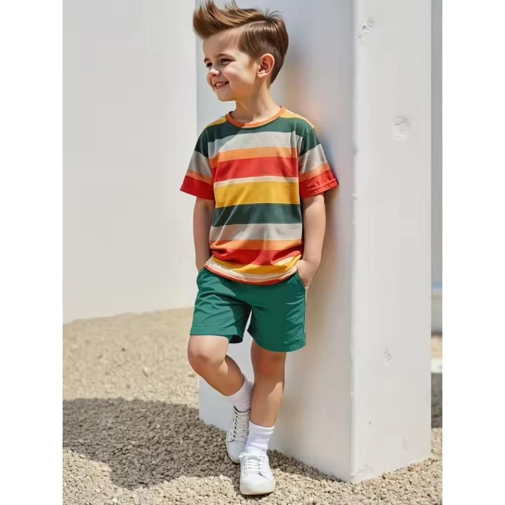 Summer New Fashion Trends Summer Children 3D Printed T-shirt Top Short Sleeve + Shorts Novel New Casual Children's Suit