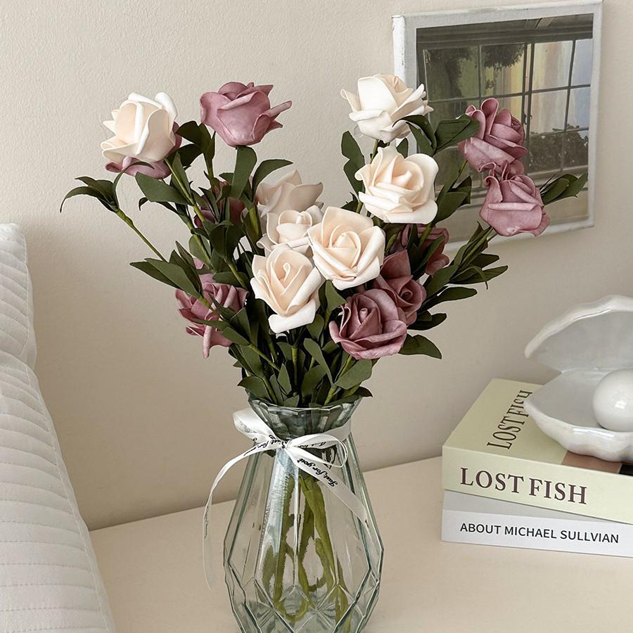 Windflower Hand Bouquet: Retro French Rose Dried Artificial Flowers In Paper Bag for Decoration & Photo Props